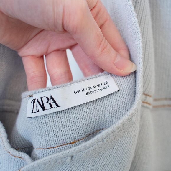 ZARA Overall Jumper Skirt Neutral Minimalist Utility Apron Mini Dress Style M - Picture 4 of 7